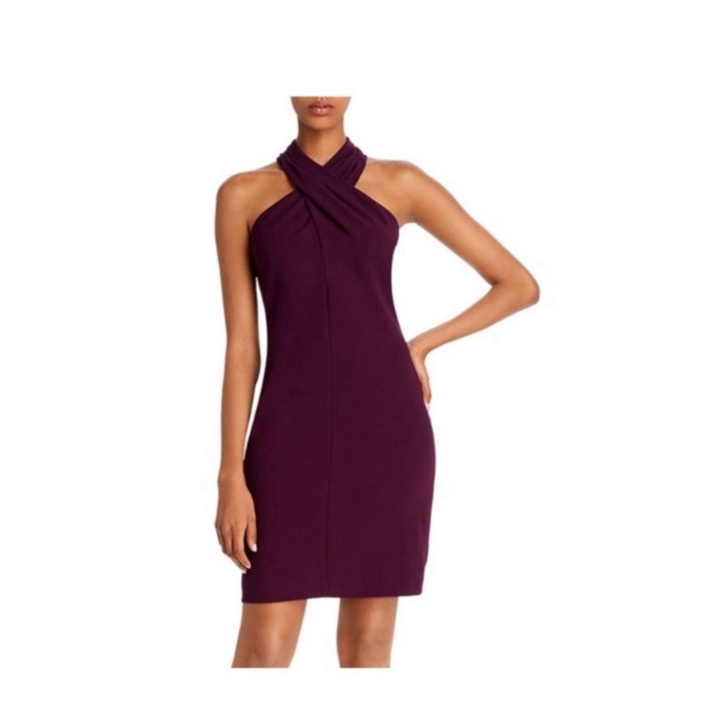 Eliza j purple mock neck halter dress